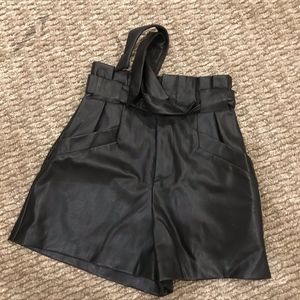 NWOT ZARA FAUX LEATHER BLACK HIGH WAIST SHORTS